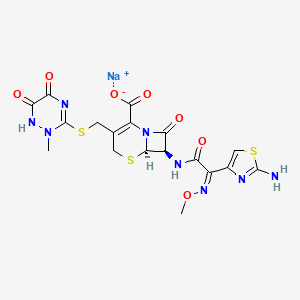 Disodium;(6R,7R)-7-[[(2E)-2-(2-amino-1,3-thiazol-4-yl)-2-methoxyiminoacetyl]amino]-3-[(2-methyl-6-oxido-5-oxo-1,2,4-triazin-3-yl)sulfanylmethyl]-8-oxo-5-thia-1-azabicyclo[4.2.0]oct-2-ene-2-carboxylate