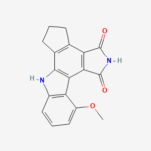 molecular formula C18H14N2O3 B1668385 1H-Cyclopenta(a)pyrrolo(3,4-c)carbazole-1,3(2H)-dione, 4,5,6,7-tetrahydro-11-methoxy- CAS No. 374071-46-2