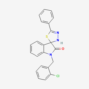 molecular formula C22H16ClN3OS B1668462 1-[(2-Chlorophenyl)methyl]-5'-phenyl-spiro[3H-indole-3,2'(3'H)-[1,3,4]thiadiazol]-2(1H)-one CAS No. 331458-02-7