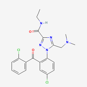 molecular formula C21H21Cl2N5O2 B1668471 1H-1,2,4-Triazole-3-carboxamide, 1-(4-chloro-2-(2-chlorobenzoyl)phenyl)-5-((dimethylamino)methyl)-N-ethyl- CAS No. 64078-09-7