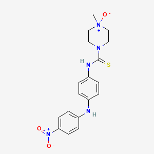 molecular formula C18H21N5O3S B1668475 1-哌嗪硫代氨基甲酰胺，4-甲基-N-(4-((4-硝基苯基)氨基)苯基)-，4-氧化物 CAS No. 113962-61-1