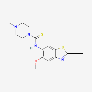 molecular formula C18H26N4OS2 B1668481 1-Piperazinecarbothioamide, N-(2-(1,1-dimethylethyl)-5-methoxy-6-benzothiazolyl)-4-methyl- CAS No. 122378-48-7