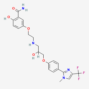 molecular formula C23H25F3N4O5 B1668483 2-Hydroxy-5-[2-[[2-hydroxy-3-[4-[1-methyl-4-(trifluoromethyl)imidazol-2-yl]phenoxy]propyl]amino]ethoxy]benzamide CAS No. 137888-49-4