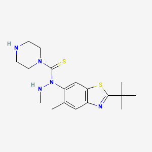 molecular formula C18H27N5S2 B1668484 1-Piperazinecarbothioic acid, 1-(2-(1,1-dimethylethyl)-5-methyl-6-benzothiazolyl)-2-methylhydrazide CAS No. 122378-49-8