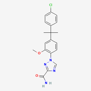 molecular formula C19H19ClN4O2 B1668492 1-(4-(4-Chloro-alpha,alpha-dimethylbenzyl)-2-methoxyphenyl)-1,2,4-triazole-3-carboxamide CAS No. 125652-47-3