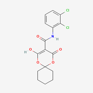 B1668504 N-(2,3-Dichlorophenyl)-2-hydroxy-4-oxo-1,5-dioxaspiro(5.5)undec-2-ene-3-carboxamide CAS No. 150379-37-6