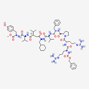 B1668506 (2S-(2R*,4R*,5R*))-N-(N-(6-Cyclohexyl-4-hydroxy-2-(1-methylethyl)-1-oxo-5-((N-(N-(1-(N2-(N2-((phenylmethoxy)carbonyl)-L-arginyl)-L-arginyl)-L-prolyl)-L-phenylalanyl)-L-valyl)amino)hexyl)-1-valyl)-L-tyrosine methyl ester CAS No. 128856-81-5