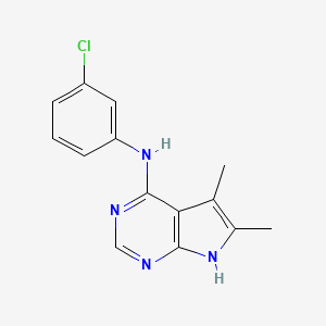 molecular formula C14H13ClN4 B1668526 4-(3-氯苯氨基)-5,6-二甲基-7H-吡咯并(2,3-d)嘧啶 CAS No. 173458-56-5