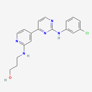 molecular formula C18H18ClN5O B1668527 1-丙醇，3-[[4-[2-[(3-氯苯基)氨基]-4-嘧啶基]-2-吡啶基]氨基]- CAS No. 164658-13-3