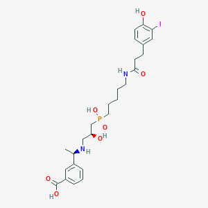 molecular formula C26H36IN2O7P B1668531 3-[(1R)-1-[[(2S)-2-hydroxy-3-[hydroxy-[5-[3-(4-hydroxy-3-iodophenyl)propanoylamino]pentyl]phosphoryl]propyl]amino]ethyl]benzoic acid CAS No. 200402-50-2
