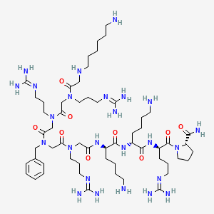 (2S)-1-[(2R)-2-[[(2R)-6-amino-2-[[(2R)-6-amino-2-[[2-[[2-[[2-[[2-[[2-(6-aminohexylamino)acetyl]-(3-guanidinopropyl)amino]acetyl]-(3-guanidinopropyl)amino]acetyl]-benzyl-amino]acetyl]-(3-guanidinopropyl)amino]acetyl]amino]hexanoyl]amino]hexanoyl]amino]-5-guanidino-pentanoyl]pyrrolidine-2-carboxamide