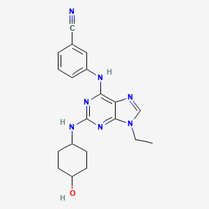 molecular formula C20H23N7O B1668542 Benzonitrile, 3-((9-ethyl-2-((trans-4-hydroxycyclohexyl)amino)-9H-purin-6-yl)amino)- CAS No. 1229665-91-1