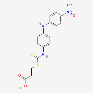 molecular formula C16H15N3O4S2 B1668543 Propanoic acid, 3-((((4-((4-nitrophenyl)amino)phenyl)amino)thioxomethyl)thio)- CAS No. 62939-04-2
