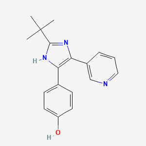 molecular formula C18H19N3O B1668544 Phenol, 4-(2-(1,1-dimethylethyl)-5-(3-pyridinyl)-1H-imidazol-4-yl)- CAS No. 84782-21-8
