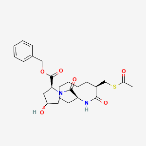 molecular formula C25H34N2O6S B1668548 benzyl (2S,4R)-1-[(2S,9R)-9-(acetylsulfanylmethyl)-10-oxoazecane-2-carbonyl]-4-hydroxypyrrolidine-2-carboxylate CAS No. 150126-87-7