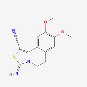 molecular formula C14H13N3O2S B1668553 (3z)-3-Imino-8,9-dimethoxy-5,6-dihydro[1,3]thiazolo[4,3-a]isoquinoline-1-carbonitrile CAS No. 55393-37-8