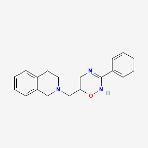 molecular formula C19H21N3O B1668554 2-[(3-Phenyl-5,6-dihydro-2h-1,2,4-oxadiazin-6-yl)methyl]-1,2,3,4-tetrahydroisoquinoline CAS No. 78279-88-6