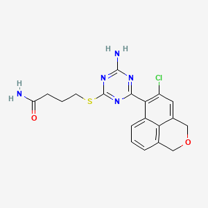 molecular formula C19H18ClN5O2S B1668562 4-{[4-Amino-6-(5-Chloro-1h,3h-Benzo[de]isochromen-6-Yl)-1,3,5-Triazin-2-Yl]sulfanyl}butanamide CAS No. 959763-06-5