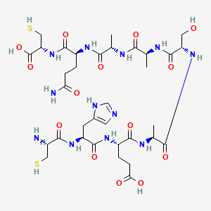molecular formula C34H54N12O14S2 B1668575 L-Cysteine, L-cysteinyl-L-histidyl-L-alpha-glutamyl-L-alanyl-L-seryl-L-alanyl-L-alanyl-L-glutaminyl- CAS No. 714912-53-5