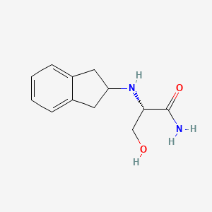 molecular formula C12H16N2O2 B1668612 Propanamide, 2-((2,3-dihydro-1H-inden-2-yl)amino)-3-hydroxy-, (S)- CAS No. 202914-21-4