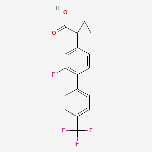 molecular formula C17H12F4O2 B1668613 Cyclopropanecarboxylic acid, 1-(2-fluoro-4'-(trifluoromethyl)(1,1'-biphenyl)-4-yl)- CAS No. 749269-77-0