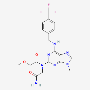 molecular formula C19H20F3N7O3 B1668623 乙酰胺，N-(2-氨基-2-氧代乙基)-2-甲氧基-N-(9-甲基-6-(((4-(三氟甲基)苯基)甲基)氨基)-9H-嘌呤-2-基)- CAS No. 206275-65-2