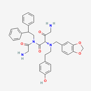 molecular formula C36H38N4O6 B1668625 Glycinamide, N-(2,2-diphenylethyl)glycyl-N-(1,3-benzodioxol-5-ylmethyl)glycyl-N2-(2-(4-hydroxyphenyl)ethyl)- CAS No. 158198-48-2