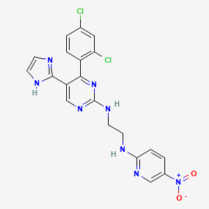 molecular formula C20H16Cl2N8O2 B1668626 1,2-Ethanediamine, N-(4-(2,4-dichlorophenyl)-5-(1H-imidazol-2-yl)-2-pyrimidinyl)-N'-(5-nitro-2-pyridinyl)- CAS No. 252916-76-0