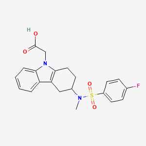 molecular formula C21H21FN2O4S B1668647 2-[3-[(4-Fluorophenyl)sulfonyl-methylamino]-1,2,3,4-tetrahydrocarbazol-9-yl]acetic acid CAS No. 844639-57-2