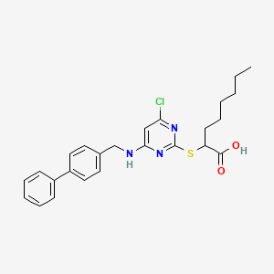 molecular formula C25H28ClN3O2S B1668652 2-[(4-{[([1,1'-Biphenyl]-4-yl)methyl]amino}-6-chloropyrimidin-2-yl)sulfanyl]octanoic acid CAS No. 1077626-52-8