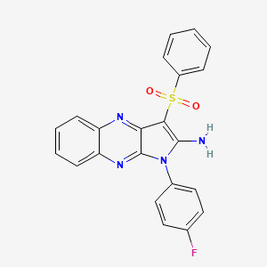 molecular formula C22H15FN4O2S B1668654 1-(4-fluorophenyl)-3-(phenylsulfonyl)-1H-pyrrolo[2,3-b]quinoxalin-2-amine CAS No. 374922-43-7