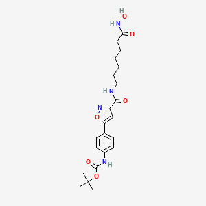 molecular formula C22H30N4O6 B1668655 tert-Butyl (4-(3-((7-(hydroxyamino)-7-oxoheptyl)carbamoyl)isoxazol-5-yl)phenyl)carbamate CAS No. 1045792-66-2