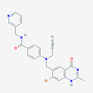molecular formula C26H22BrN5O2 B1668664 4-[(7-bromo-2-methyl-4-oxo-1H-quinazolin-6-yl)methyl-prop-2-ynylamino]-N-(pyridin-3-ylmethyl)benzamide CAS No. 206275-15-2