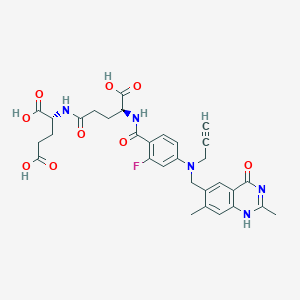 molecular formula C31H32FN5O9 B1668665 N-(N-(4-(N-((3,4-二氢-2,7-二甲基-4-氧代-6-喹唑啉基)甲基)-N-丙-2-炔氨基)-2-氟苯甲酰)-L-γ-谷氨酰)-D-谷氨酸 CAS No. 145788-82-5