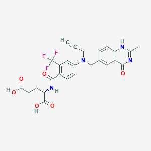 molecular formula C26H23F3N4O6 B1668670 (2S)-2-[[4-[(2-methyl-4-oxo-1H-quinazolin-6-yl)methyl-prop-2-ynylamino]-2-(trifluoromethyl)benzoyl]amino]pentanedioic acid CAS No. 112888-26-3