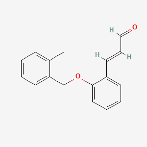 molecular formula C17H16O2 B1668671 2-Propenal, 3-(2-((2-methylphenyl)methoxy)phenyl)- CAS No. 302356-18-9