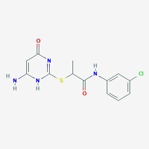 molecular formula C13H13ClN4O2S B1668678 2-[(6-amino-4-oxo-1H-pyrimidin-2-yl)sulfanyl]-N-(3-chlorophenyl)propanamide CAS No. 708235-96-5