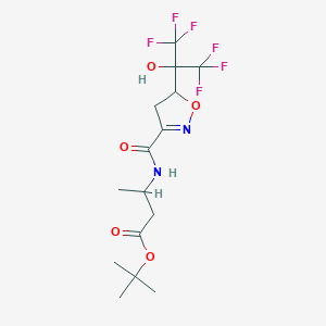 molecular formula C15H20F6N2O5 B1668689 Tert-butyl 3-(5-(1,1,1,3,3,3-hexafluoro-2-hydroxypropan-2-yl)-4,5-dihydroisoxazole-3-carboxamido)butanoate CAS No. 902146-11-6