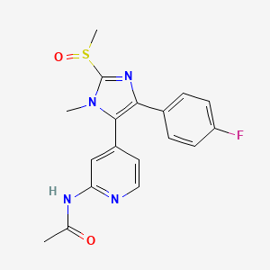 molecular formula C18H17FN4O2S B1668694 N-{4-[5-(4-Fluoro-phenyl)-3-methyl-2-methylsulfanyl-3H-imidazol-4-yl]-pyridin-2-yl}-acetamide CAS No. 908380-97-2
