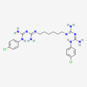 molecular formula C22H30Cl2N10 B1668724 (1E)-2-[6-[[amino-[(Z)-[amino-(4-chloroanilino)methylidene]amino]methylidene]amino]hexyl]-1-[amino-(4-chloroanilino)methylidene]guanidine CAS No. 55-56-1