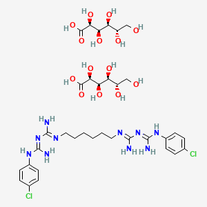 molecular formula C22H30Cl2N10.2C6H12O7<br>C34H54Cl2N10O14 B1668725 CHLORHEXIDINE DIGLUCONATE CAS No. 18472-51-0