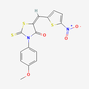 molecular formula C15H10N2O4S3 B1668732 (5E)-3-(4-methoxyphenyl)-5-[(5-nitrothiophen-2-yl)methylidene]-2-sulfanylidene-1,3-thiazolidin-4-one CAS No. 346640-08-2