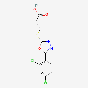molecular formula C11H8Cl2N2O3S B1668737 3-[[5-(2,4-dichlorophenyl)-1,3,4-oxadiazol-2-yl]sulfanyl]propanoic Acid CAS No. 889946-21-8