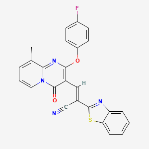 molecular formula C25H15FN4O2S B1668738 (E)-2-(1,3-benzothiazol-2-yl)-3-[2-(4-fluorophenoxy)-9-methyl-4-oxopyrido[1,2-a]pyrimidin-3-yl]prop-2-enenitrile CAS No. 620113-73-7