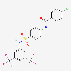 molecular formula C21H13ClF6N2O3S B1668739 N-[4-[[3,5-bis(trifluoromethyl)phenyl]sulfamoyl]phenyl]-4-chlorobenzamide 