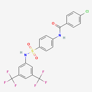 molecular formula C21H13ClF6N2O3S B1668739 N-[4-[[3,5-bis(trifluoromethyl)phenyl]sulfamoyl]phenyl]-4-chlorobenzamide CAS No. 284487-50-9