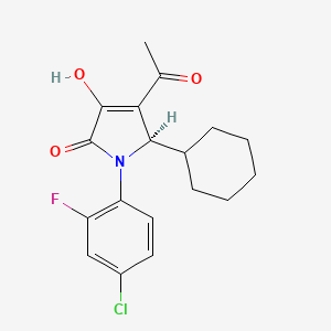 molecular formula C18H19ClFNO3 B1668742 2H-Pyrrol-2-one, 4-acetyl-1-(4-chloro-2-fluorophenyl)-5-cyclohexyl-1,5-dihydro-3-hydroxy-, (5R)- CAS No. 512177-83-2