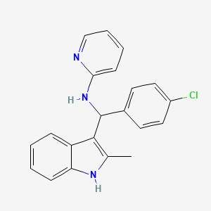 molecular formula C21H18ClN3 B1668745 N-[(4-chlorophenyl)-(2-methyl-1H-indol-3-yl)methyl]pyridin-2-amine CAS No. 305372-78-5