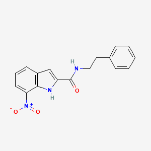 molecular formula C17H15N3O3 B1668748 7-nitro-N-phenethyl-1H-indole-2-carboxamide CAS No. 883098-58-6