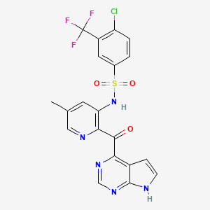 molecular formula C20H13ClF3N5O3S B1668749 4-Chloro-N-[5-methyl-2-[7H-pyrrolo[2,3-d]pyrimidine-4-carbonyl]-3-pyridyl]-3-(trifluoromethyl)benzenesulfonamide CAS No. 1100318-47-5